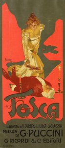 Plakát k opeře Tosca od G. Pucciniho, 1899.