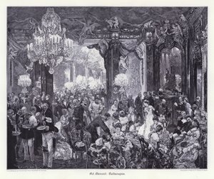 Ball Supper (rytina) od Adolph Friedrich Erdmann von (after) Menzel
