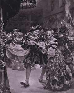 Scéna ze Shakespearova krále Jindřicha VIII. (dějství I, scéna 4) (litho) od Adolph Friedrich Erdmann von (after) Menzel