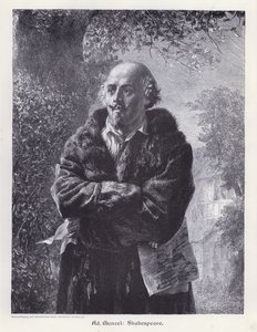 William Shakespeare , anglický dramatik (rytina) od Adolph Friedrich Erdmann von (after) Menzel