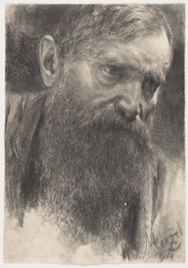 Hlava vousatého muže v polovičním profilu od Adolph Menzel