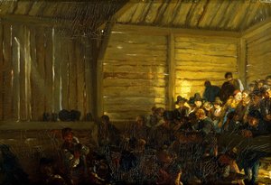 Selské divadlo v Tyrolsku, 1859 od Adolph Menzel