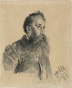 Portrét vousatého muže od Adolph Menzel