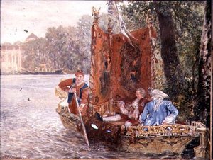Výlet po řece v Rheinsburgu, 1860 (olej) od Adolph Menzel