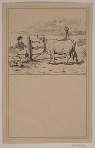 Kráva a chlapec. Ne. 12 v Chr. Winther a M. Rørbye, "25 obrázků pro malé děti" od Johan Adolph Kittendorff