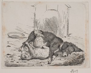 Vodítko psa se štěnětem od Johan Adolph Kittendorff