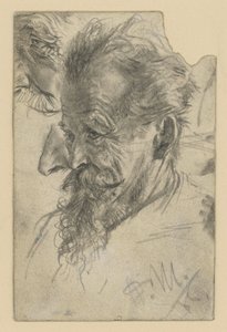 Hlava staršího muže s bradkou a dalšími detaily od Adolph Menzel