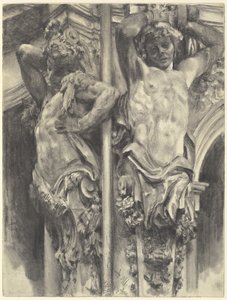 Atlanti na nástěnném pavilonu drážďanského Zwingeru od Adolph Menzel