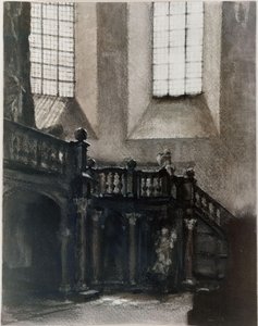 Pohled na barokní varhanní kruchtu od Adolph Menzel