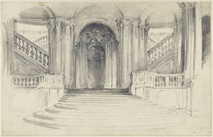 Schodiště vedoucí do dvora u Wallpavillonu v areálu Zwinger v Drážďanech od Adolph Menzel