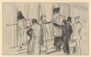 Nastupující železniční cestující a průvodčí. Scéna na nástupišti od Adolph Menzel