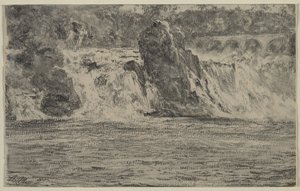 Rýnské vodopády v Schaffhausen Rýnské vodopády ze Schaffhausenu, 1885. od Adolph Menzel