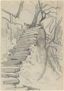 Let kamenných schodů v zahradě od Adolph Menzel