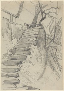 Schodiště z kamene v zahradě od Adolph Menzel