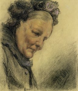 Hlava staré dámy (pastel a pastel na papíře) od Adolph Menzel