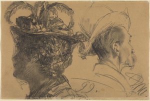 Hlavy muže a ženy od Adolph Menzel