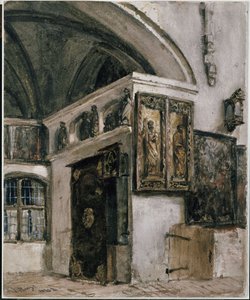Interiér klášterního kostela v Berlíně od Adolph Menzel