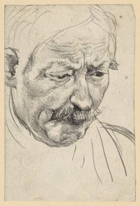 Hlava staršího muže s knírem od Adolph Menzel