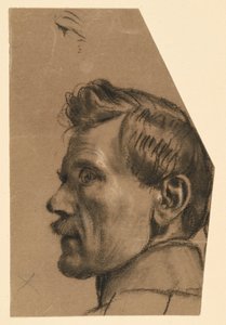 Mužská hlava s knírkem, pohled z profilu doleva od Adolph Menzel
