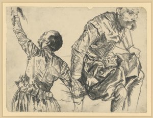 Model v slavnostním oděvu kurfiřta Johanna Georga I. Saského ze dvou úhlů pohledu, Historické muzeum, Drážďany od Adolph Menzel
