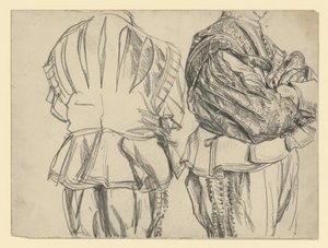 Model ve slavnostním oděvu saského kurfiřta Jana Jiřího I. ve dvou pohledech, Historické muzeum, Drážďany od Adolph Menzel
