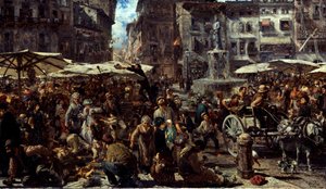 Piazza dErbe ve Veroně, 1884 od Adolph Menzel