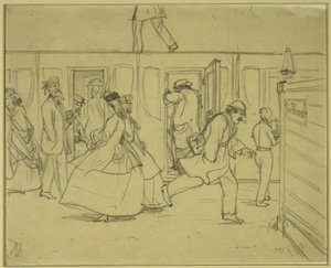 Cestující na železniční stanici („Pro pány“) od Adolph Menzel