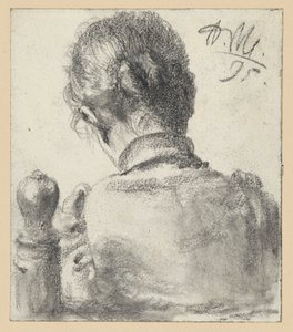 Pohled zezadu na ženu sedící na židli od Adolph Menzel