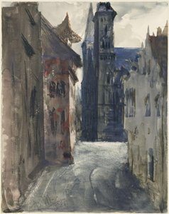 Ulice a kostel sv. Sebalda v Norimberku od Adolph Menzel