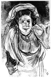 Studie italské dívky, c1880-1882. od Adolph Menzel