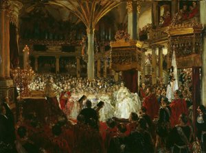 Korunovace Viléma I. jako pruského krále na zámku Königsberg v roce 1861, 1861. od Adolph Menzel