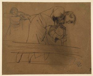 Truhlář pracující s vrtákem a dlátem od Adolph Menzel