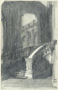 Schodiště v městském pavilonu Zwingers v Drážďanech v noci od Adolph Menzel
