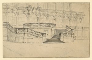 Schodiště vedoucí do matematicko-fyzikálního salonu ve Zwingeru v Drážďanech od Adolph Menzel