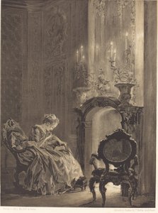 Žena před požárem od Adolph Menzel