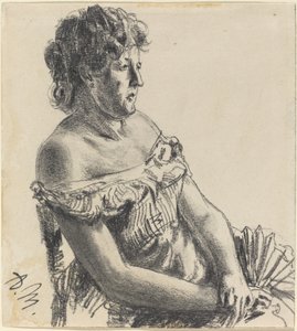 Žena v soudních šatech od Adolph Menzel