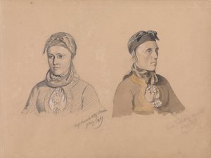 Aase Rasmusdatter Stranden a Anna Troelsdatter Kittelsviken od Adolph Tidemand