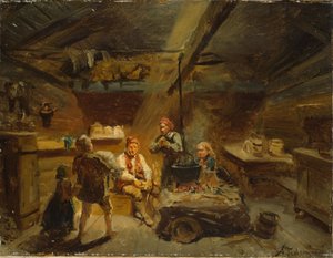 Chlapec, který přinese domů nemocné jehně od Adolph Tidemand