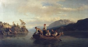Večer v Krøderenu od Adolph Tidemand