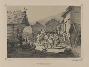 Ilustrace převzata z knihy Norsko vyrobené v Drawings od Asbjørnsen, P.Chr. a vydal Chr. Tønsberg (č. 1848) od Adolph Tidemand