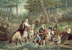 Norská scéna (barevné lito) od Adolph Tidemand