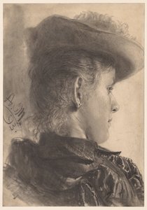 Busta ženy při pohledu zezadu od Adolph Menzel