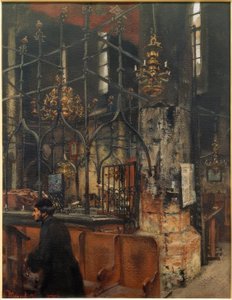 Interiér Staronové synagogy v Praze od Adolph Menzel