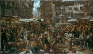 Piazza d’Erbe do Verony od Adolph Menzel
