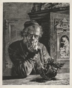 Antikvariát - autoportrét od Adolph Menzel