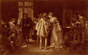 Znalci v Rembrandtově studiu, ilustrace z filmu „Velcí muži a slavné ženy“ (litho) od Adolphe Alexandre (after) Lesrel