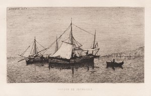 Rybářský člunPobřežní lodní člun Italské pobřeží..., 1874. od Adolphe Appian