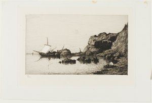 Rybářské plavidlo poblíž útesů v Collioure od Adolphe Appian