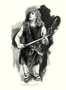 Německý tenorista Max Alvary jako Siegfried v opeře Richarda Wagnera Die Walkure v Royal Opera House, Covent Garden, Londýn (litho)