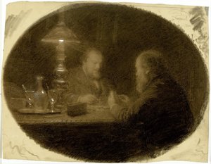 Dva přátelé u stolu od Adolphe Felix Cals